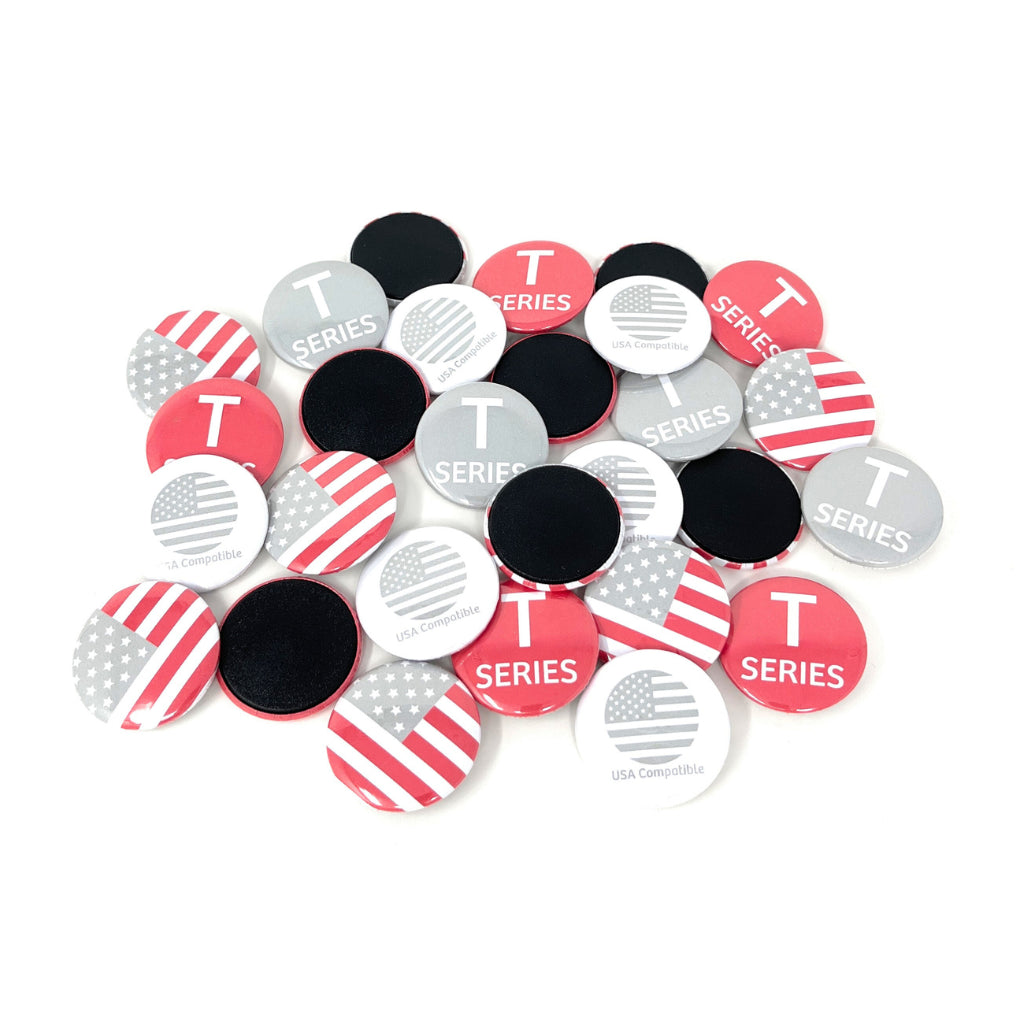 T Series 1 1/4 Inch (32mm) USA Compatible Magnetic Badge Components - Pack of 100
