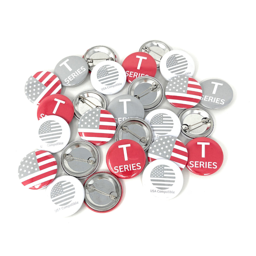 T Series 1 1/4 Inch (32mm) USA Compatible Metal Pin Badge Components - Pack of 100